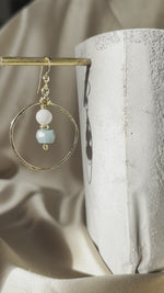 Load and play video in Gallery viewer, Blue Appetite Hoop Earrings with 14k Gold Filled Hand-Hammered Hoop

