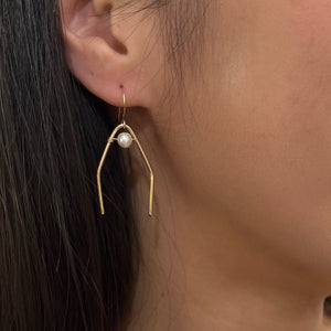 Pearl Wishbone 14k Gold Filled Earrings