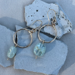 Load image into Gallery viewer, Aquamarine 14k Gold Filled Hoop Dangle Earrings
