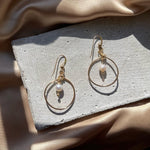 Load image into Gallery viewer, Hanging Pearl Small Hoop 14k Gold Filled Earrings
