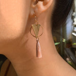 Load image into Gallery viewer, Strolling_Around_Morocco_Statement_Dusty_Pink_Silk_Tassels_Drop_Dangle_14k_Gold_Earrings_ATOH_008

