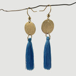 Load image into Gallery viewer, Under_The_Tuscan_Sun_Cobalt_Blue_Silk_Tassel_Drop_Dangle_14k_Gold_Earrings _ ATOH_004
