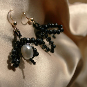 Black Snowdrop Flower Earrings