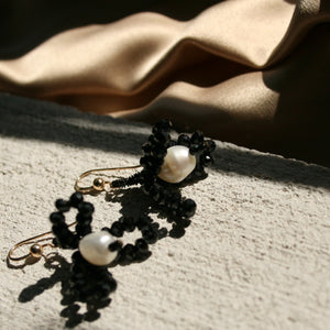 Black Snowdrop Flower Earrings