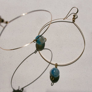 Blue Agate Hoop Earrings