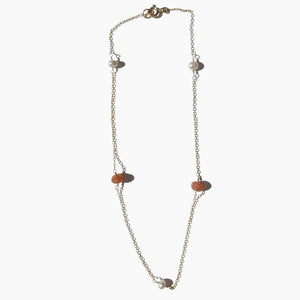 14k Gold Filled Dainty Pearl and Sunstone Choker