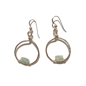 Green Kyanite Small Hoop 14k Gold Filled Earrings
