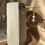 Load image into Gallery viewer, Blue Appetite Hoop Earrings with 14k Gold Filled Hand-Hammered Hoop
