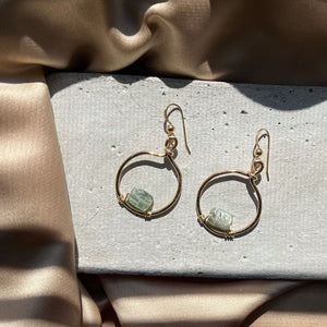 Green Kyanite Small Hoop 14k Gold Filled Earrings