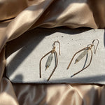Load image into Gallery viewer, Black Rutilated Quartz Wishbone 14k Gold Filled Earrings
