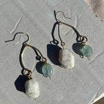 Load image into Gallery viewer, Aquamarine x Agate 14k Gold Filled Double Dangle Earrings
