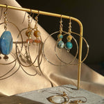 Load image into Gallery viewer, Large Planet Hoop Earrings with 14k Gold-filled Hand-Hammered Hoop
