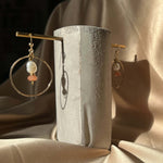 Load image into Gallery viewer, Medium Sunstone Hoop with 14k Gold-filled Hand-Hammered Earrings
