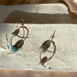 Load image into Gallery viewer, Open Orbit Drop Earrings with 14k Gold Filled Hand-Hammered Shape
