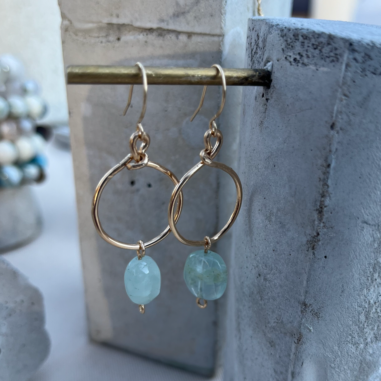 Aquamarine 14k gold earrings deals